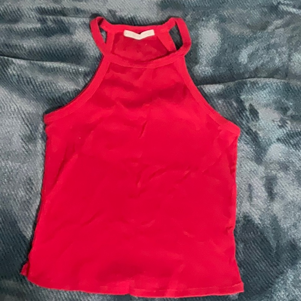 Active USA Red Cut Out Fitted Tank Top